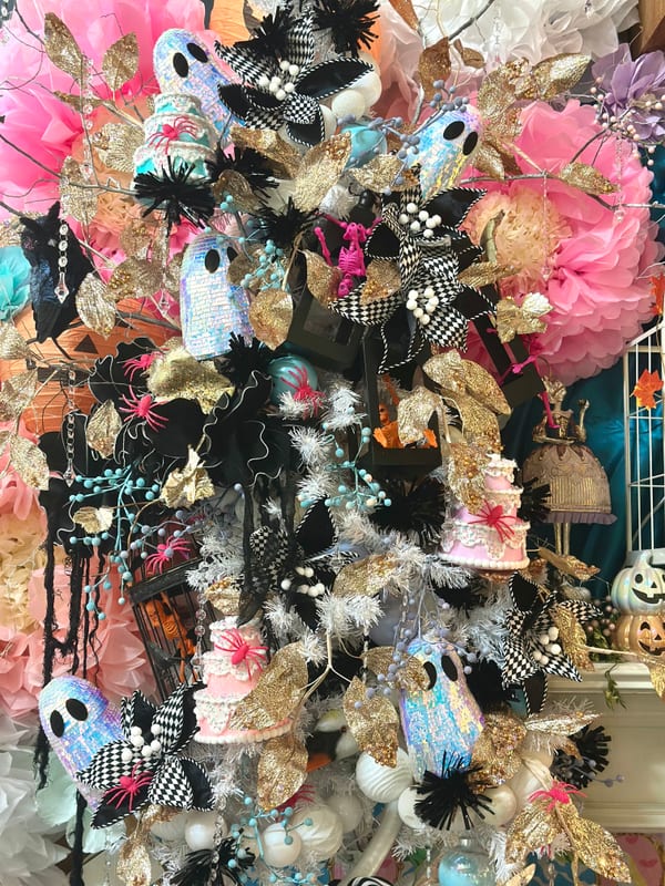 Pink and black glam Halloween tree