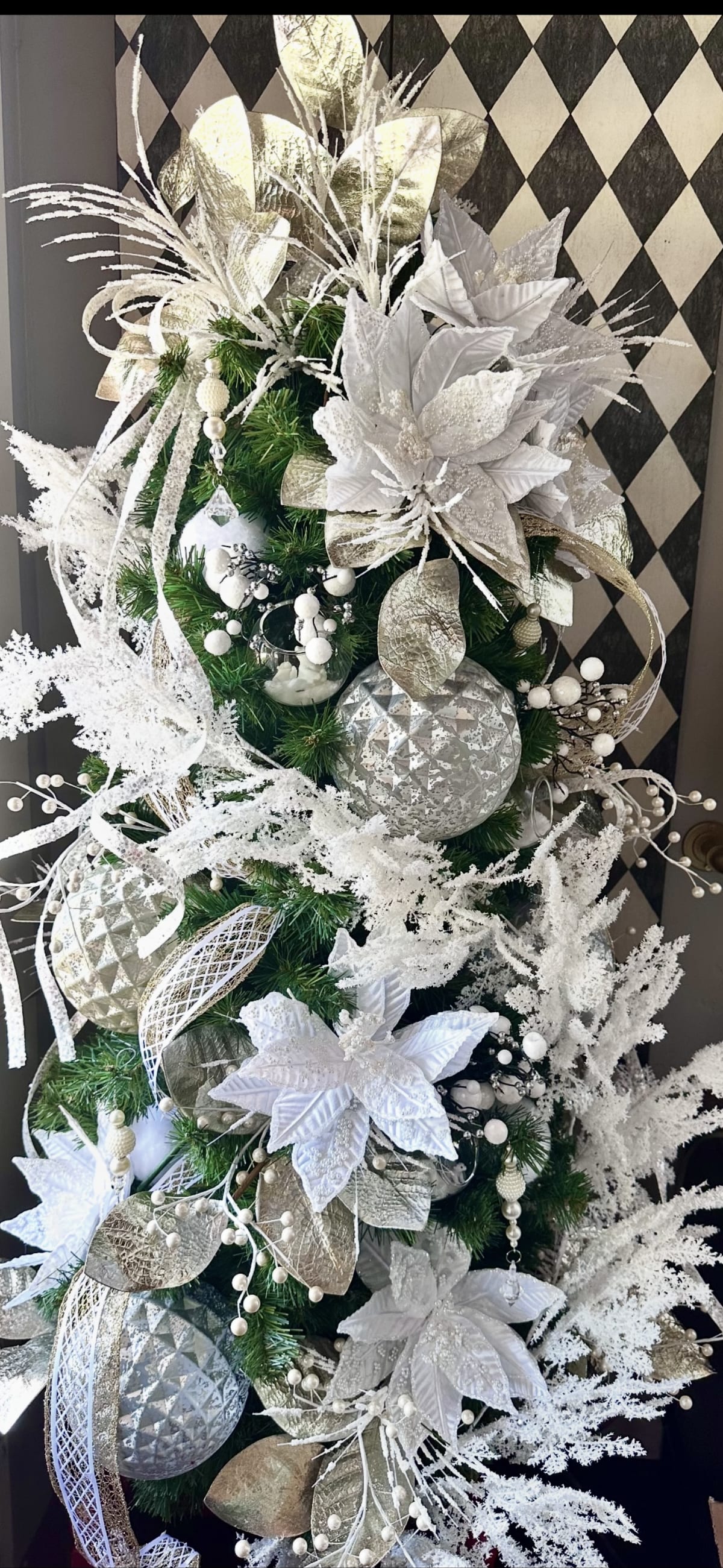 White and silver Christmas tree